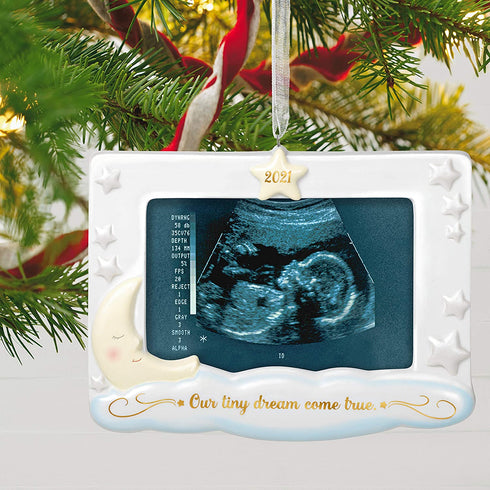 Hallmark Keepsake Christmas Ornament 2021 Year-Dated, Dream Come True Sonogram Photo Frame, Porcelain