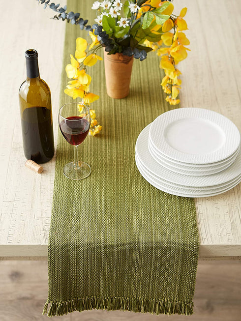 DII Variegated Tabletop Collection, Table Runner3x72, Olive Green