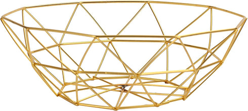 WORTHBUY Gold Fruit Bowl Decorative Bowl For Centerpieces Fruit Basket For Kitchen Counter Fruit Holder Round Metal Basket