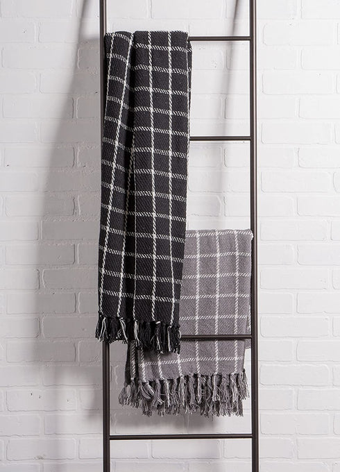 DII Checkered Plaid Throw, 50 x 60 inches, 1-Piece, Black