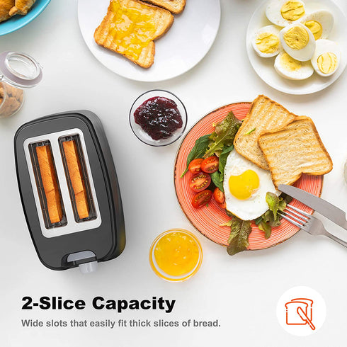 Willz Extra Wide Slot Toaster with Shade Selector, Auto Shut-off and Cancel Functions, Hinged Crumb Tray, 2-Slice, Black