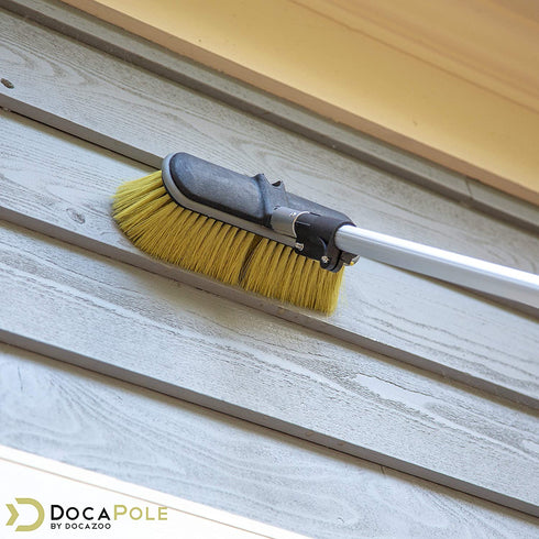 DocaPole Medium Bristle Deck Brush and Scrub Brush Extension Pole Attachment (10?) | Long Handle Scrub Brush and Deck Brush for Deck, House Siding, Brick, Concrete and More (Pole Not Included)