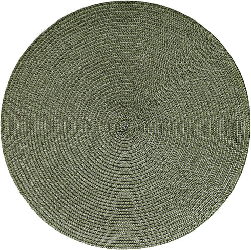 HODJOY placemat, Round Woven placemat for Indoor and Outdoor, 15", Set of 6 (Olive)