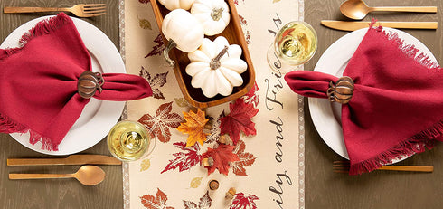 DII Fall Basics Collection Tabletop, Reversible Table Runner, 14x72, Gather Together Print