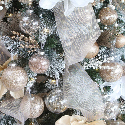 Sea Team 60mm/2.36" Shatterproof Clear Plastic Christmas Ball Ornaments Decorative Xmas Balls Baubles Set with Stuffed Delicate Decorations (30 Counts, Rose Gold)