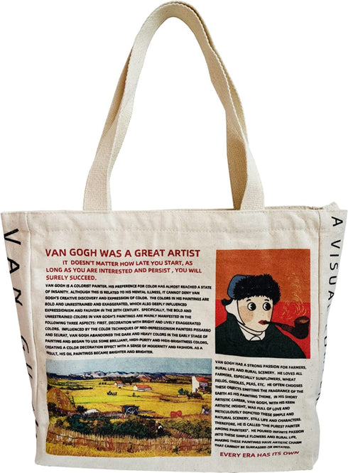 HaoHakka Tote Bag Aesthetic, Canvas Graphic Trendy Cute Tote Bags with Zipper Pockets
