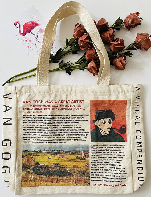 HaoHakka Tote Bag Aesthetic, Canvas Graphic Trendy Cute Tote Bags with Zipper Pockets