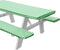 Sorfey Vinyl Picnic Table and Bench Fitted Tablecloth Cover, Checkered Design, Flannel Backed Lining, 28 x 72 Inch, 3-Piece Set, Green