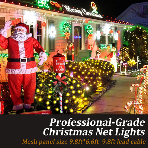 9.8ft x 6.6ft Christmas Net Lights,200 LED Mesh String Lights with Remote,8 Modes Connectable Net String Christmas Lights for Garden, Bushes, Wedding, Xmas Tree Decorations(Warm White)