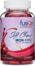 Fusion Lifestyle Iron Supplement for Women and Men, Cherry Flavored Iron Soft Chew Plus Vitamin C for Iron Deficiency and Anemia, 2 Month Supply, 60 Count