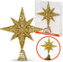 8 Inch Bethlehem Glitter Gold Star Christmas Tree Topper | Christmas Tree Toppers | Christmas Star Tree Topper | Rustic Tree Toppers Christmas Decorations | Christmas Tree Topper Star For 3-6 ft Trees