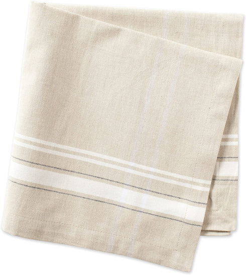 DII Kitchen Essentials Everyday French Stripe Tabletop Collection, Napkin Set, 20x20, Taupe/White, 6 Piece