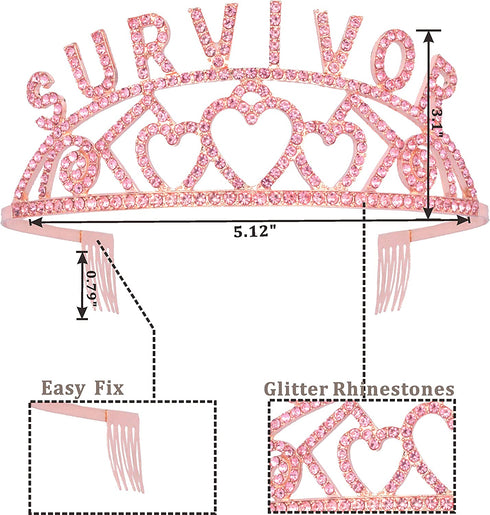 Breast Cancer Survivor Satin Sash, Survivor Tiara for celebrating Breast Cancer Surviving?Cancer Awareness Jewelry for Women, Pink Ribbon Breast Cancer Sash, Breast Cancer Fighter Party Item, Breast C