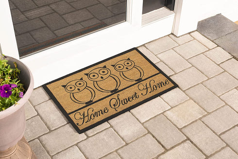 Storm Stopper Printed Coir Mat, 18"x28", Sweet Home Owl