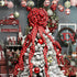 MoonXmas Christmas Tree Topper, Red and Black Buffalo Plaid Christmas Bows for Xmas Holiday Party Decoration.