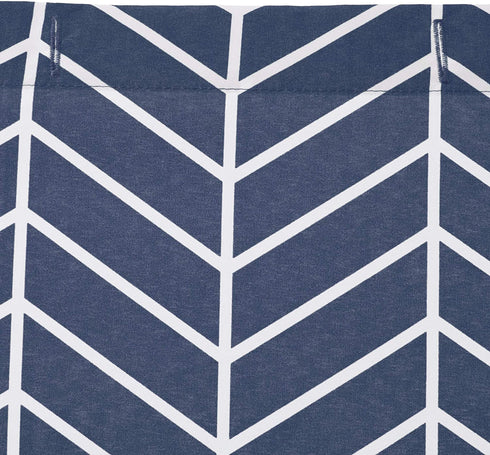 Amazon Basics Microfiber Navy Blue Herringbone Printed Pattern Bathroom Shower Curtain - Navy Blue Herringbone, 72 Inch