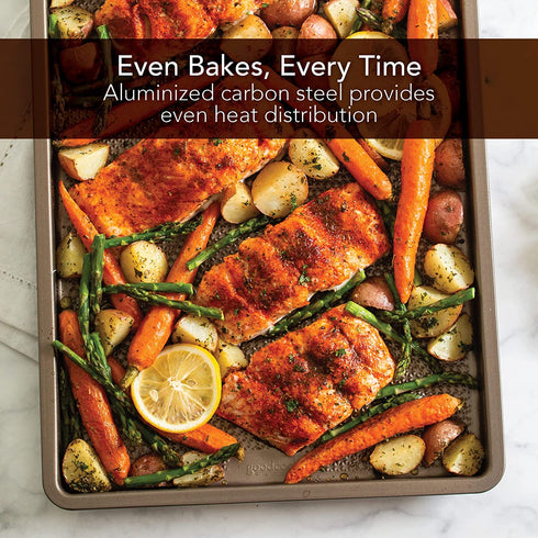 Goodcook Nonstick Textured Bakeware, Medium (15 x 10), Champagne Pewter
