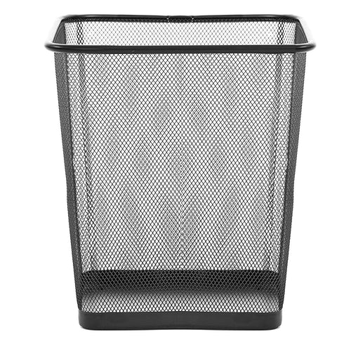Zuvo Square Mesh Wastebasket Metal Wire Garbage Trash Can for Office Home Bedroom Height 10.1" Width 10" , 4 Gallon (16 Quart) (2 Pack , Black)