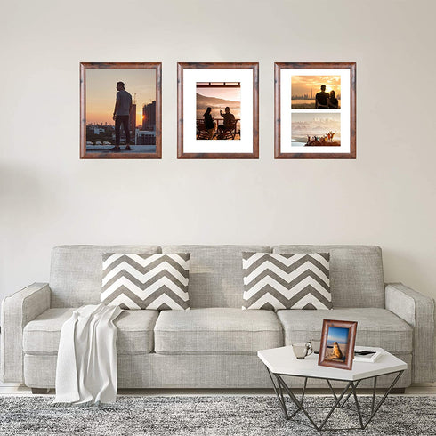 iRahmen 11x14 Picture Frame Beautifully Detailed Molding, Contemporary Picture Frame Set, Wall Mount Inspirations(IR-US004-DW-P11X14(2PK))