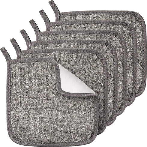 6 Pieces Exfoliating Face and Body Wash Cloths 2 Sided Bamboo Washcloth Towel Exfoliation Scrub Soft Weave Massage Shower Bath Cloth for Women and Men, 20 x 20 cm (Gray and White)