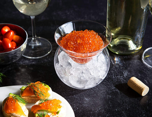Caviar Dish, by Kook, Glass, Drinks Holder Chiller, Liquor, Martinis, Cocktails, Dish 5 oz, Bowl 15oz