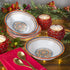 Euro Ceramica Duomo Collection Pasta Bowl Set of 4, Italian Floral Design, Multicolor, gold and cream