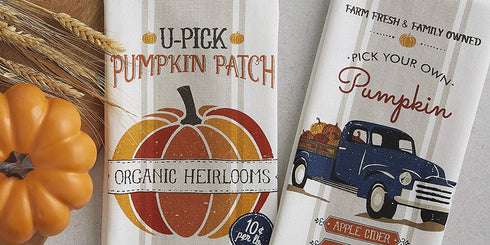 DII Fall Basics Collection Printed Dishtowel Set, 18x28, Pumpkin Farm 2 Piece