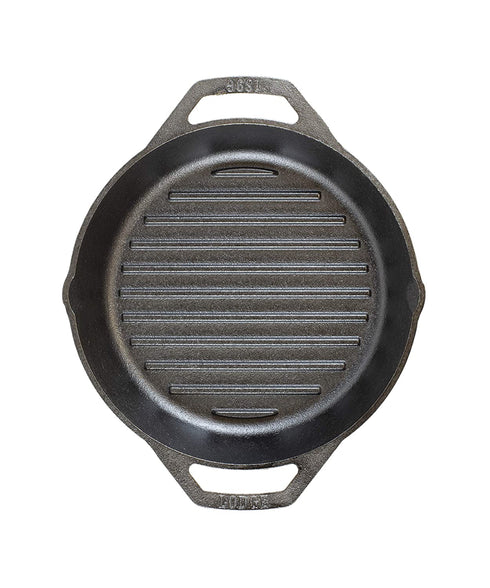 Lodge 10.25" Cast Iron Dual Handle Grill Pan, Black