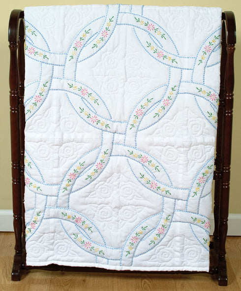 Jack Dempsey Needle Art 73220 Interlocking Wedding Rings Quilt Blocks, 6 Quilt Blocks, 18-Inch-by-18-Inch, White