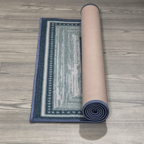 Ottomanson Ottohome Collection Contemporary Bordered Design Rubberback Area Rug, 2'3" x 3', Blue