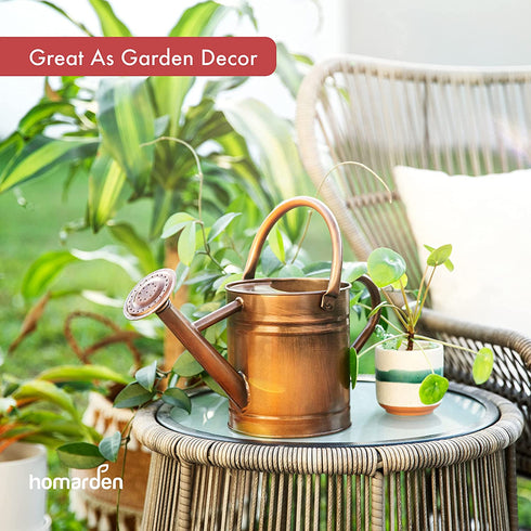 Homarden 81 oz. Copper Watering Can - Metal Watering Can with Removable Spout, Perfect Galvanized Watering Can for Indoor and Outdoor Plants (House Plants) - Flower Watering Can Gift & Decoration