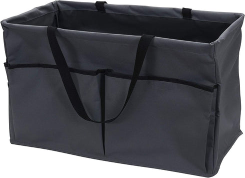 Household Essentials Grey Krush Canvas Utility Tote with Pockets | Reusable Grocery Shopping Bag, Large