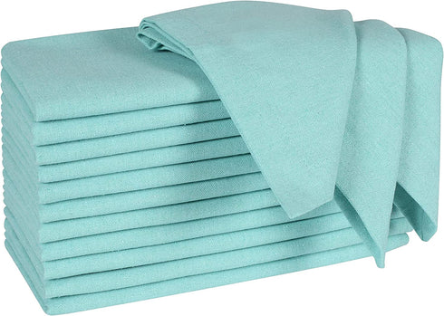 Everyday Cloth Napkin in 100% Cotton 18x18 Aqua,Wedding Napkins, Cocktails Napkins, Fabric Napkins, Cotton Napkins Mitered Corners & Generous Hem, Machine Washable Dinner Napkins, Set Of 12