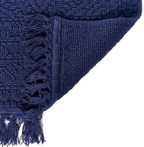 French Connection Nellore Bath Mat | Woven and Beaded Bathroom Rug | 100% Cotton | Premium Bathroom Décor | Machine Washable | Measures 20" x 34" | Navy