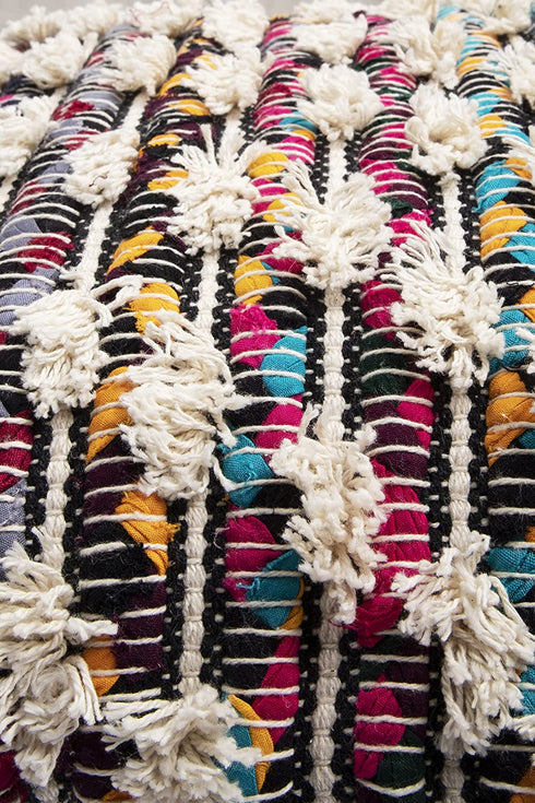 Woven Virtues Cotton Throw Pillow Cover Multicolor and Black 18x18 Inch Handwoven, Luxurious and Fashionable 1 Piece Throw Pillow Cover