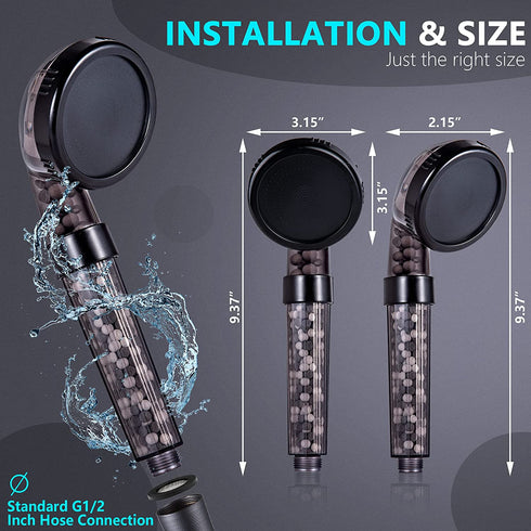 STMPS Shower Head - Handheld High Pressure Water Saving Showerhead with Ionic Spray Filter Beads and 3 Comfort Mode Spa Settings, Perfect for Dry Skin, Hair and Body - Hand Held Showerhead