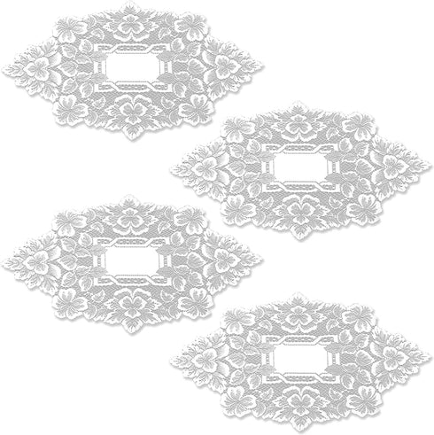 Heritage Lace Heirloom Doily, 12" x 20", White, 4 Count