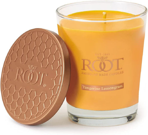 Root Candles 887041 Honeycomb Veriglass Scented Beeswax Blend Candle, Large, Tangerine Lemongrass