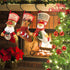 COOLWUFAN Christmas Stockings, 3 Pack 19" Personalized Xmas Stockings with 3D Snowflake Santa, Snowman, Reindeer for Family Holiday Christmas Party Decorations