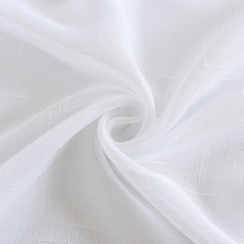 RNDRSSE Sheer Curtains Faux Linen Semi Voile Light Filtering Drapes Pair for Bedroom Living Room, Set of 2 Grommet Top Window Curtain Panels (Each 54 x 84 Inch, White)