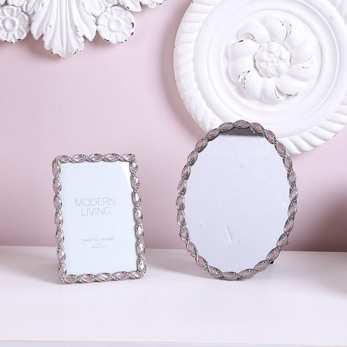 NIKKY HOME 4x6 Purple Jeweled Picture Frame Vintage Desktop - Holds 4" x 6" Photos, Mauve