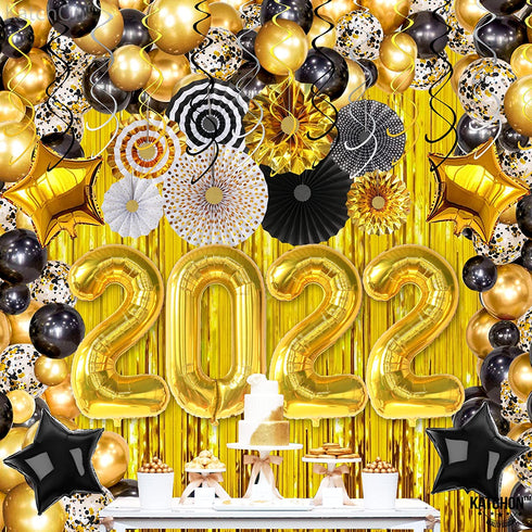Huge 2022 Graduation Balloon Arch Kit - Pack of 110, Gold 2022 Balloons | Gold Foil Fringe, Hanging Swirls, Graduation Balloon Garland Kit | Graduation Party Decorations, Graduation Decorations 2022