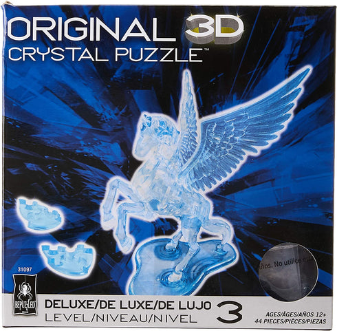 BePuzzled Pegasus Original 3D Deluxe Crystal Puzzle - Fun Yet Challenging Brain Teaser That Will Test Your Skills & Imagination, for Ages 12+, Blue