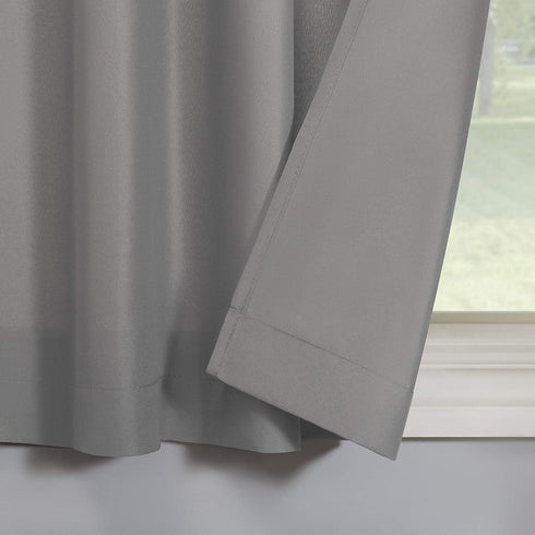 No. 918 Martine Microfiber Semi-Sheer Rod Pocket Kitchen Curtain Valance and Tiers Set, 54 in x 24 in (3 Piece), Gray