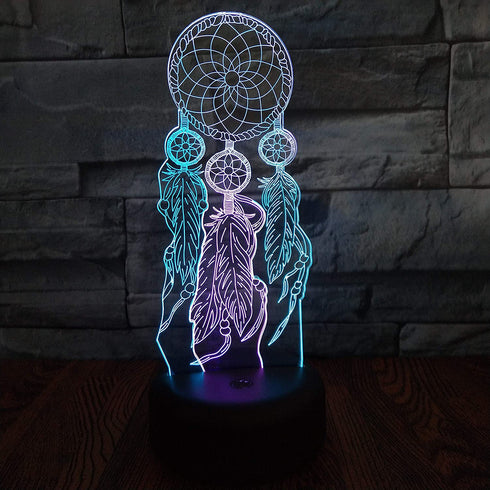 YAOFAR Dream Catcher Night Light LED 3D Illusion USB Dreamcatcher Lamp Present Birthday Gift for Baby Toddler Boy Girl Kid Mother Nursery Bedroom Room Decor (Dream)