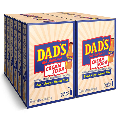 Dad's Old Fashioned Cream Soda Singles To Go Sugar Free Powder Drink Mix 6 Sticks Per Box, 12 Boxes (72 Total Sticks)