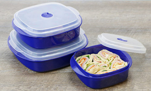 Calypso Basics by Reston Lloyd 6-Piece Microwave Cookware, Steamer and Storage Set, Indigo Blue