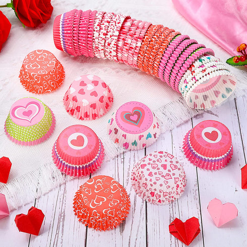 600Pcs Valentine's Day Cupcake Liners Red Heart Cupcake Wrappers for Baking, Standard Size Paper Baking Cups Small Muffin Liners Candy Cup for Valentine's Day Wedding Holiday Themed Party Decor