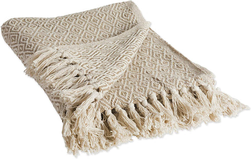 DII Rustic Farmhouse Cotton Diamond Blanket Throw with Fringe for Chair, Couch, Picnic, Camping, Beach, & Everyday Use, 50 x 60 - Double Diamond Stone