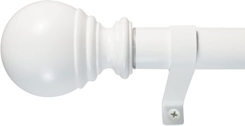 Decopolitan 30409-WT72 1? Ball Single Telescoping Drapery Rod Set, 72 to 144-Inch, White